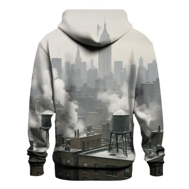 Winter Smoke Over Midtown Rooftops graphic hoodies