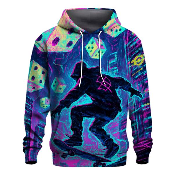 Dice Storm Over Neon City hoodies fashion