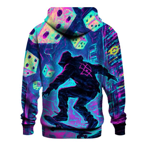 Dice Storm Over Neon City hoodies fashion