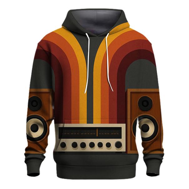 Retro Stereo Sound Waves designer hoodies