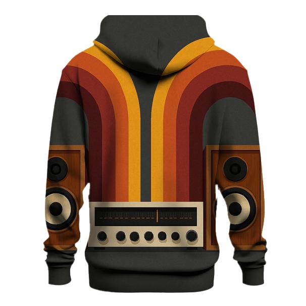 Retro Stereo Sound Waves designer hoodies