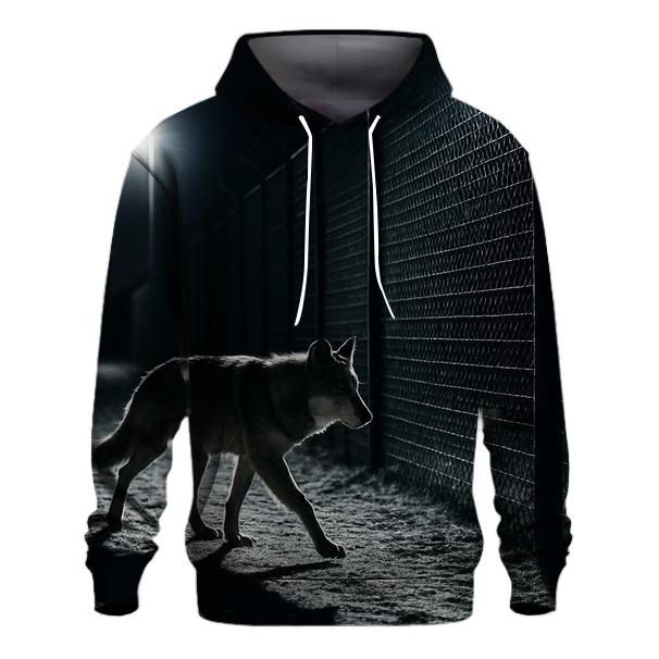 Night Patrol Wolf At Border Fence graphic hoodies