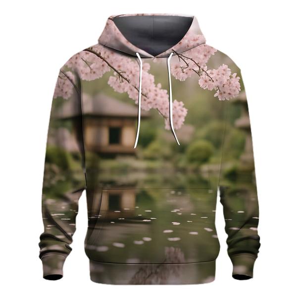 Cherry Blossoms Reflected In Teahouse Pond zip-up hoodies