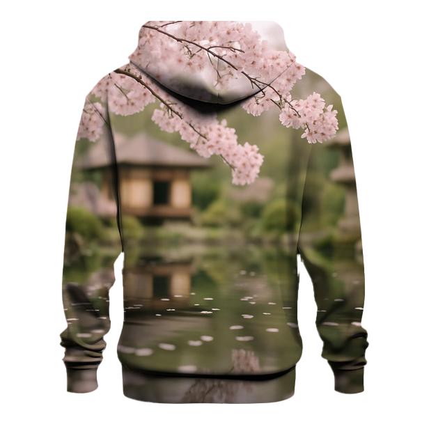 Cherry Blossoms Reflected In Teahouse Pond zip-up hoodies