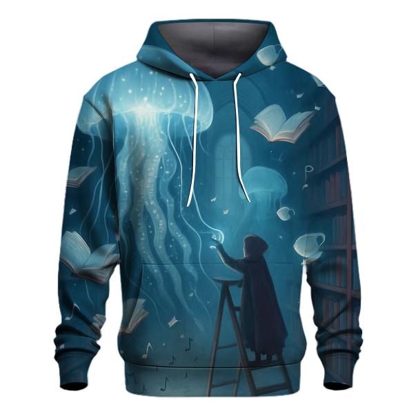 Jellyfish Parade In The Library embroidered hoodies