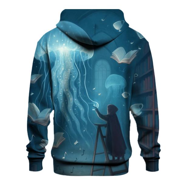 Jellyfish Parade In The Library embroidered hoodies