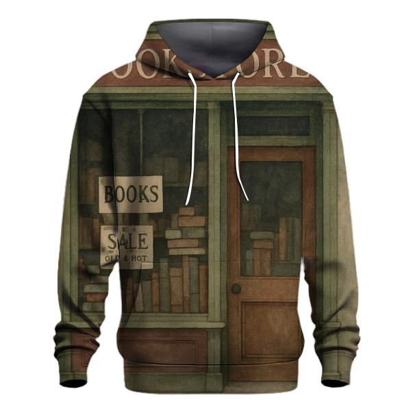 Vintage Bookstore Window Display embroidered hoodies