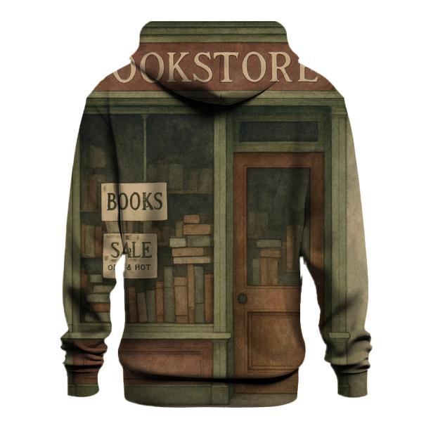 Vintage Bookstore Window Display embroidered hoodies