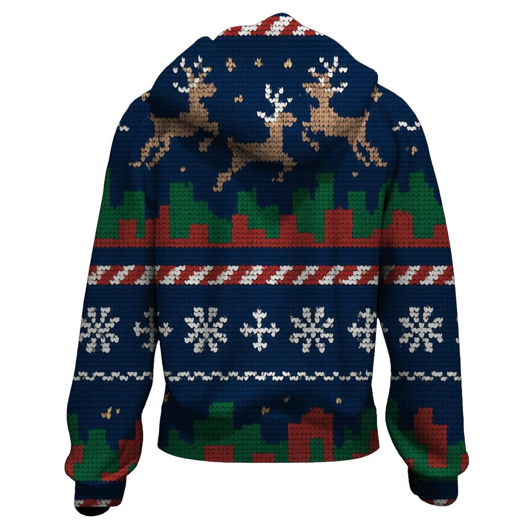 Tinsel Reindeer Skyline Design printed hoodies