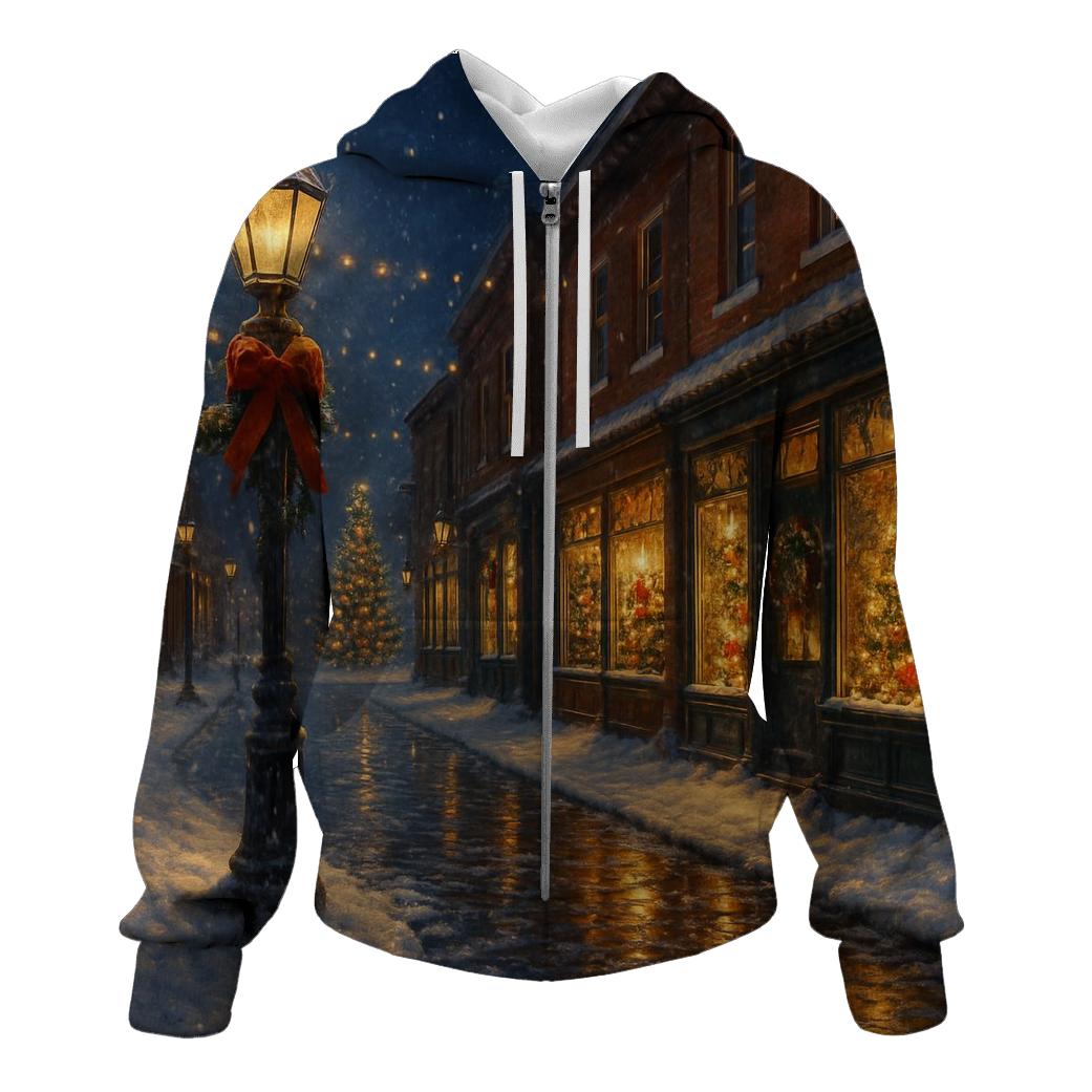 Midnight Snowfall On Main Street designer hoodies