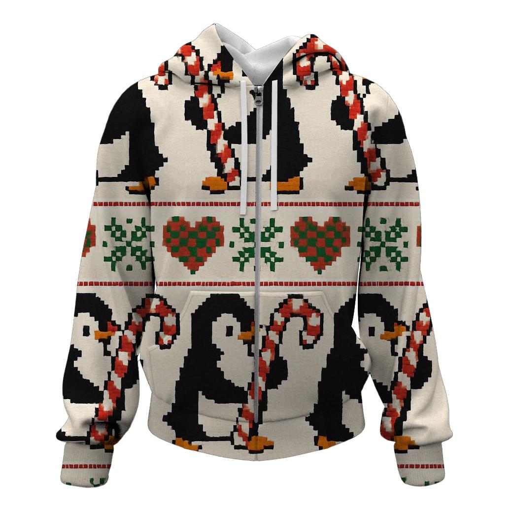 Candy Cane Penguin March Design hoodies fashion