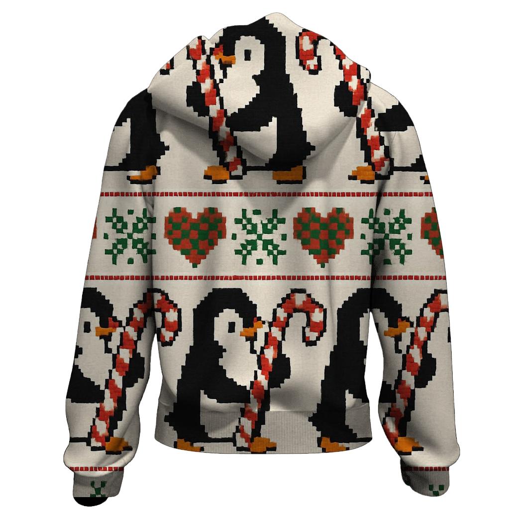 Candy Cane Penguin March Design hoodies fashion
