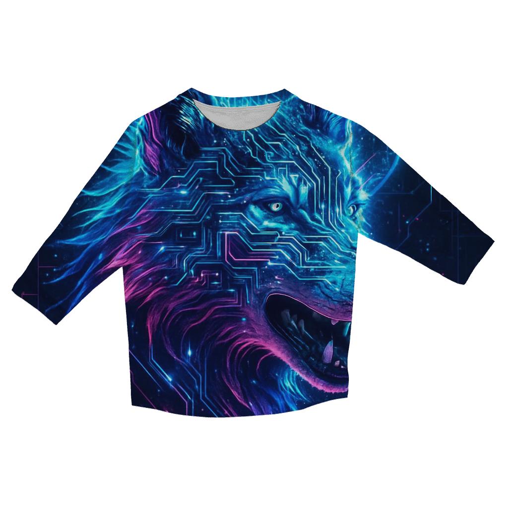 Lunar Circuit Wolf trendy 3/4 sleeve tops