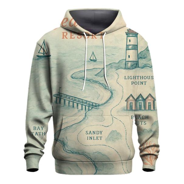 Vintage Seaside Holiday Souvenir Map hoodie designs