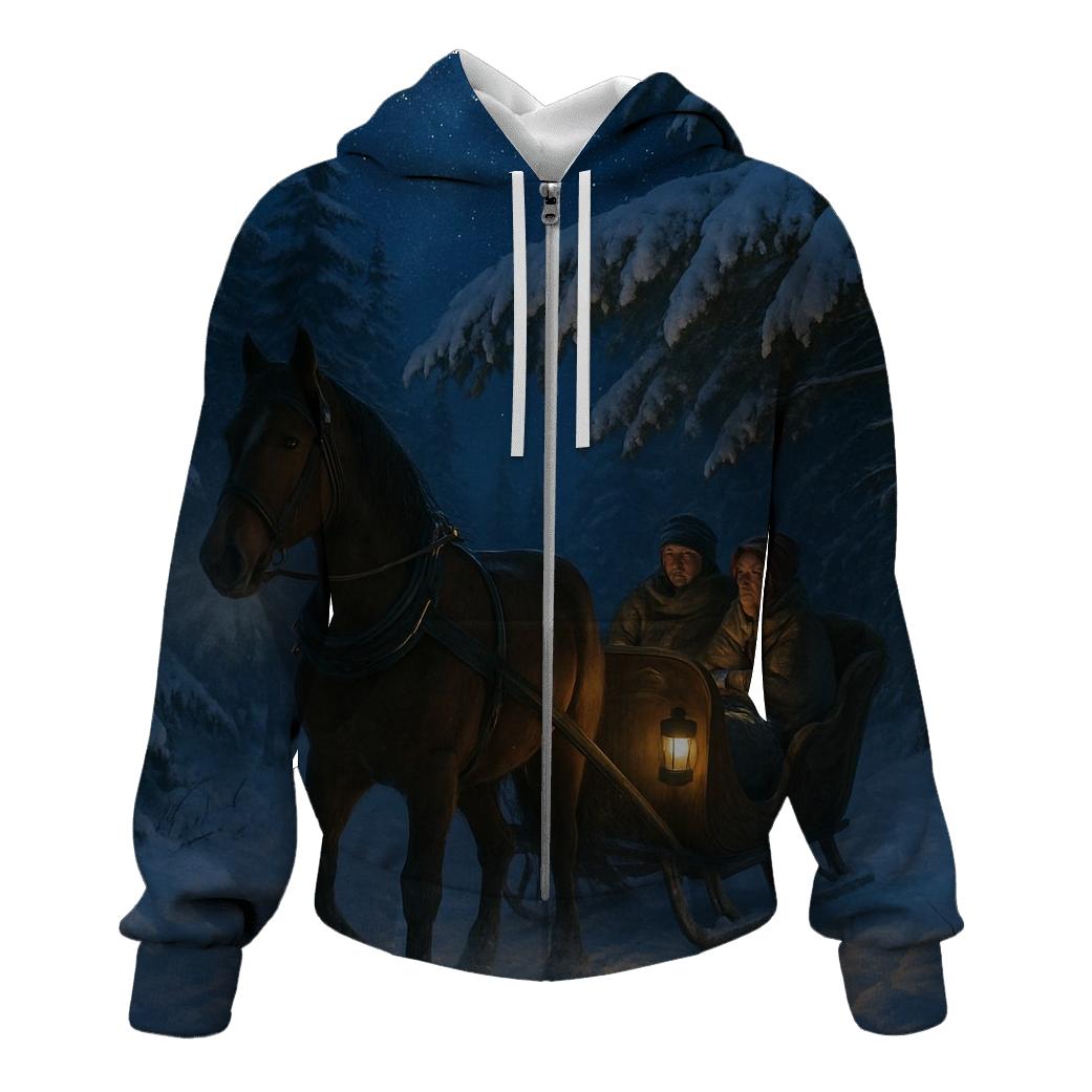 Starlit Sleigh Ride Through The Pines embroidered hoodies