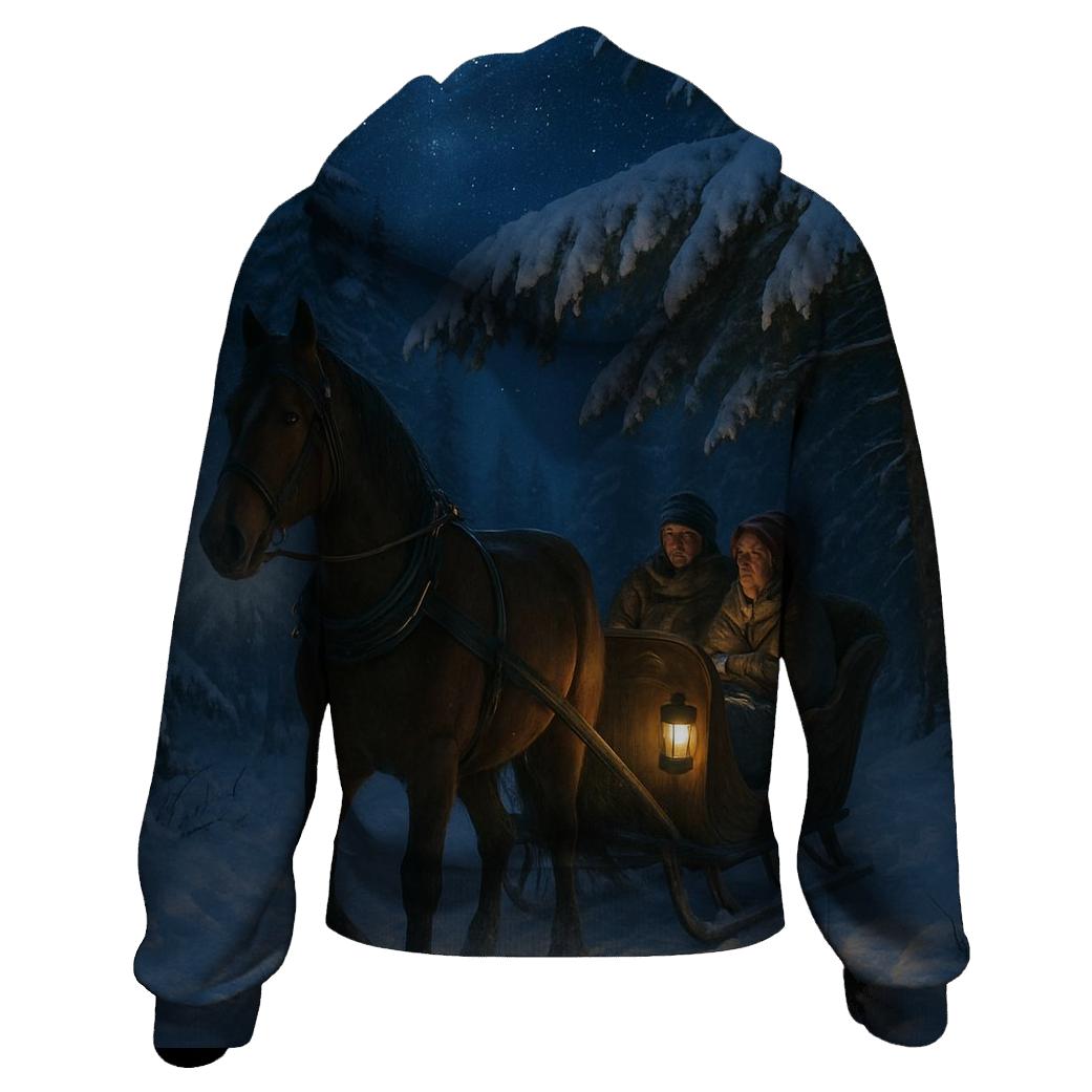 Starlit Sleigh Ride Through The Pines embroidered hoodies