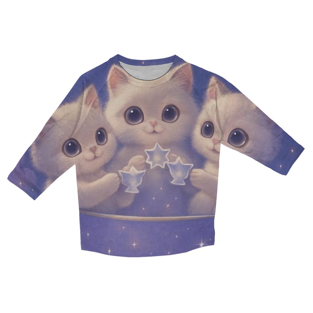 Starlit Tea Party Kittens personalized 3/4 sleeve tees