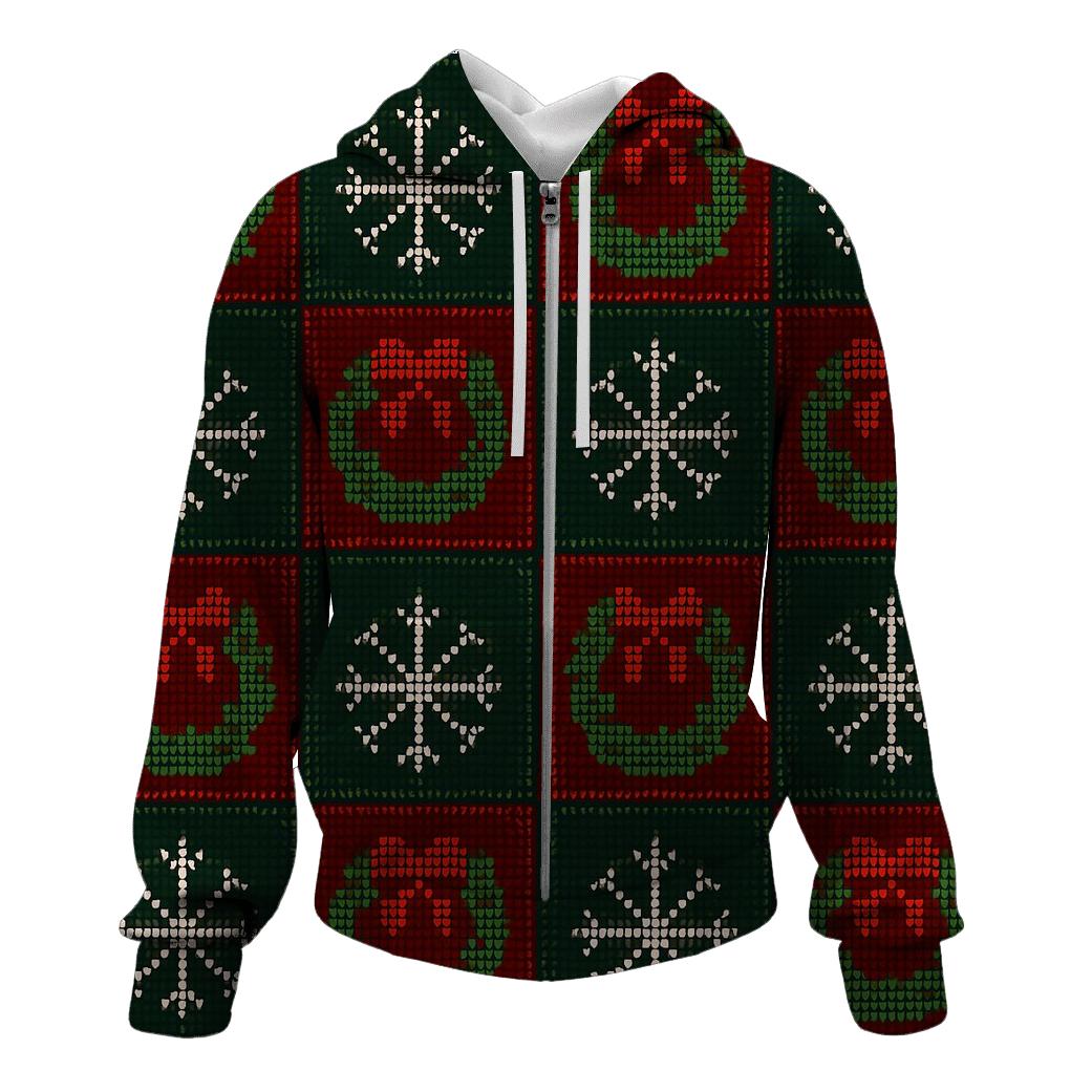 Holly Wreath Checkerboard Design hoodie designs