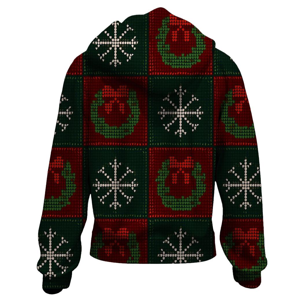 Holly Wreath Checkerboard Design hoodie designs