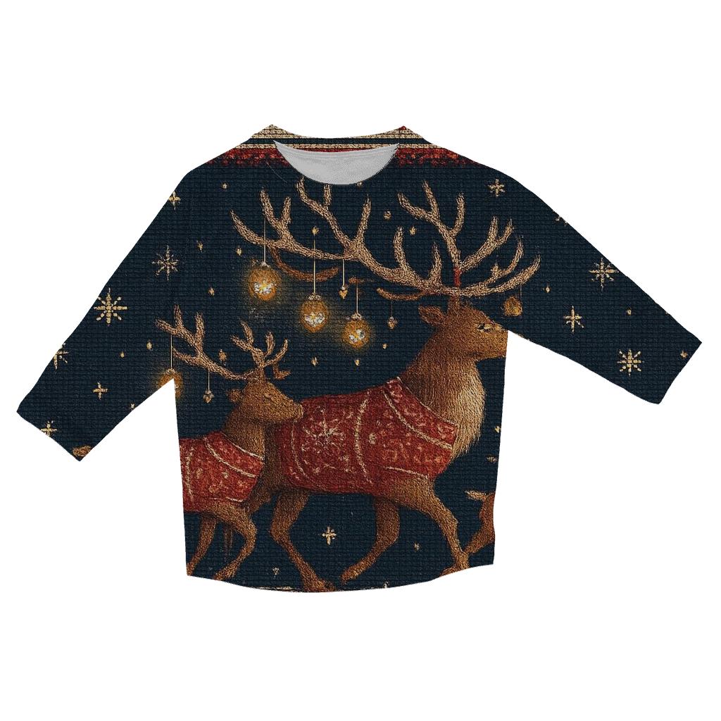Nordic Night Reindeer Parade custom 3/4 sleeve shirts