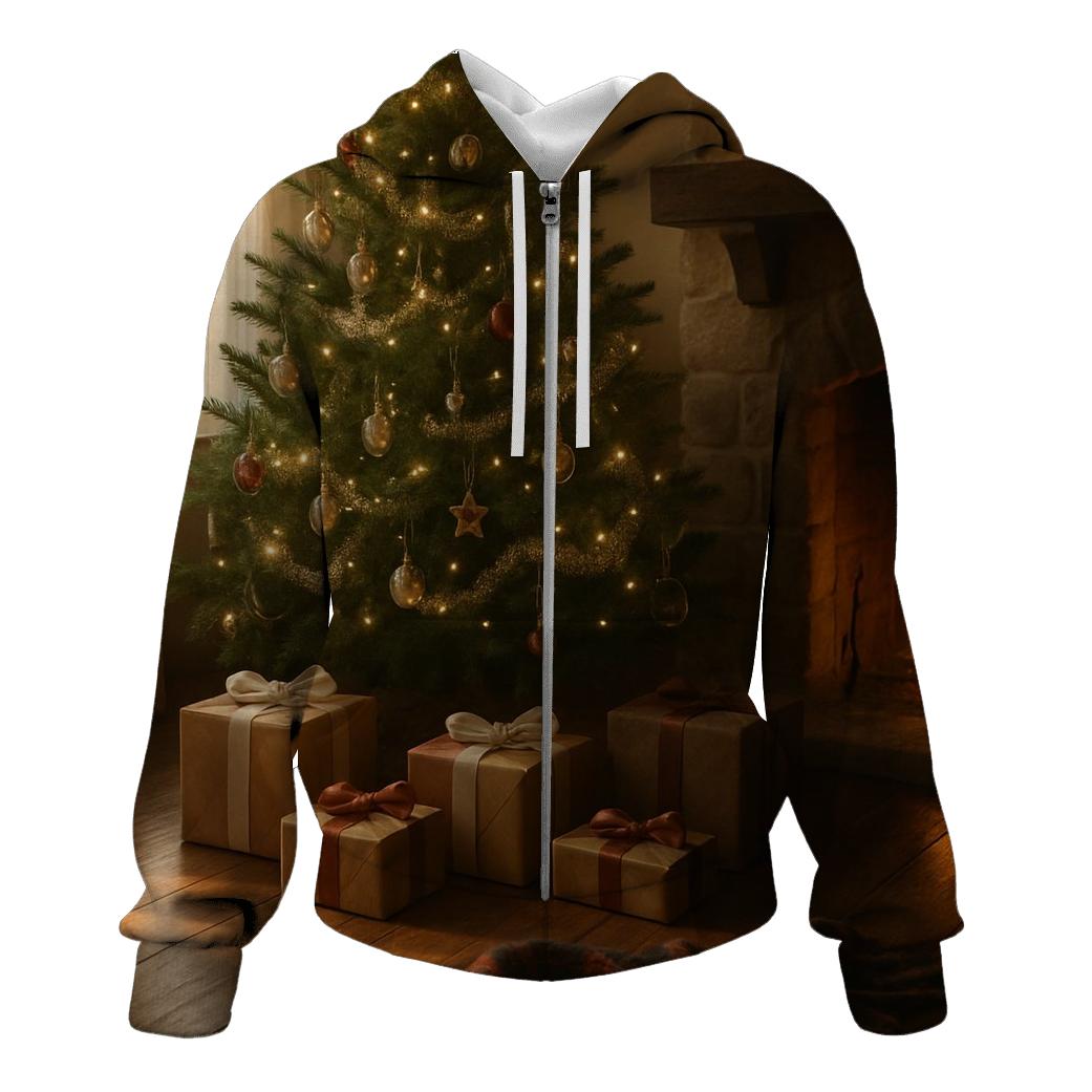 Christmas Morning Tree Glow printed hoodies