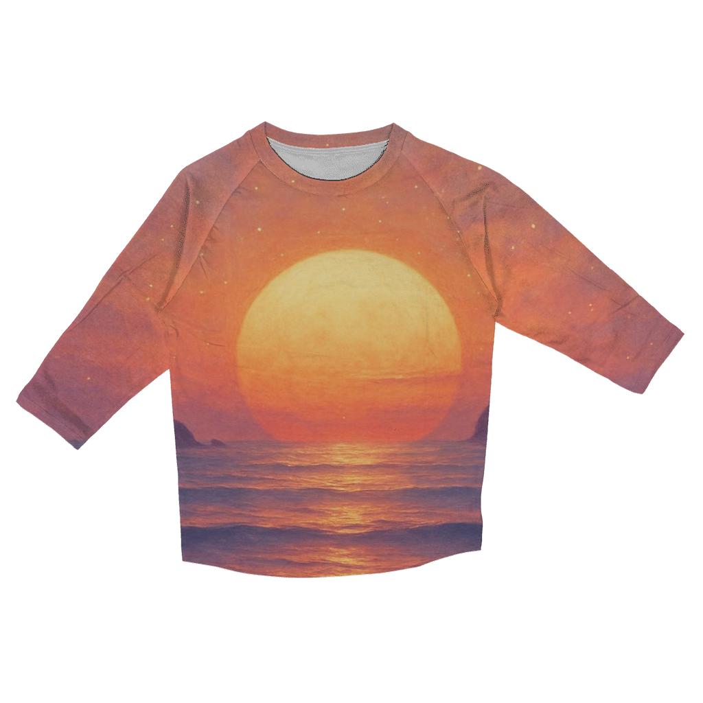 Celestial Tides At Sundown printed three quarter sleeve shirts