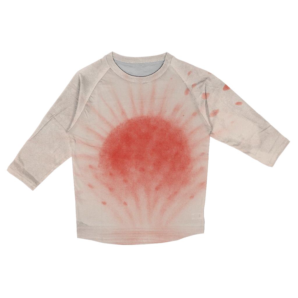 Japanese_flag_surreal_cherry_mist printed three quarter sleeve shirts