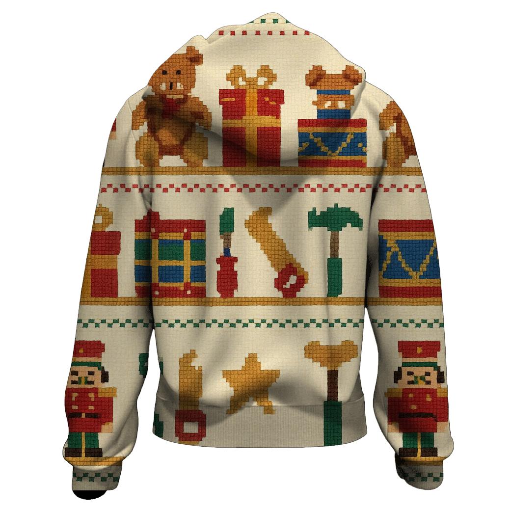 North Pole Toy Workshop Rows Design premium hoodies