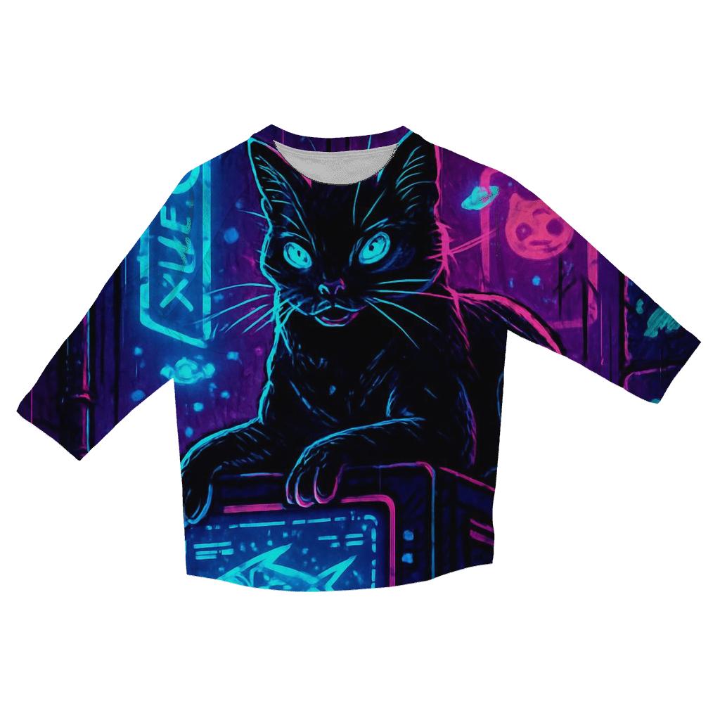 Neon Alley Hacker Cat trendy 3/4 sleeve tops