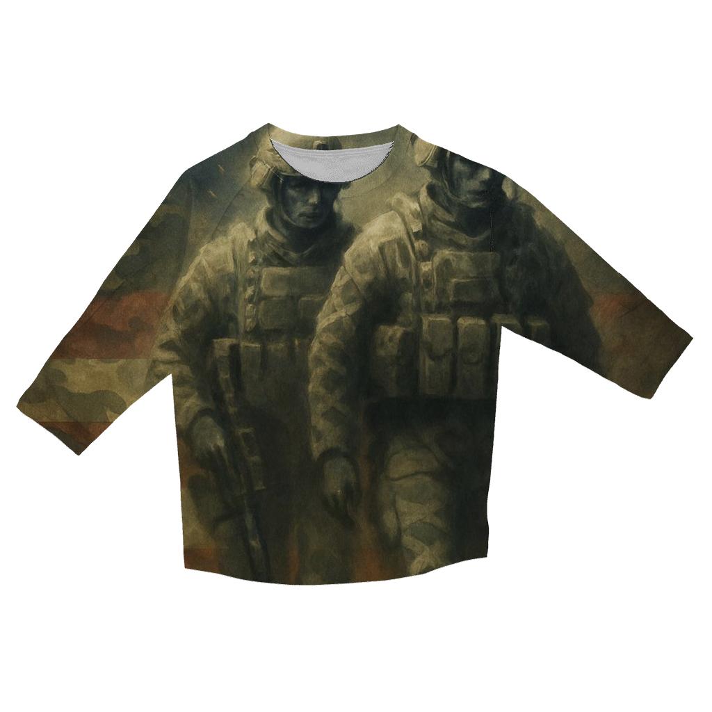 Camouflage Stripes Brothers In Arms fashion 3/4 sleeve shirts