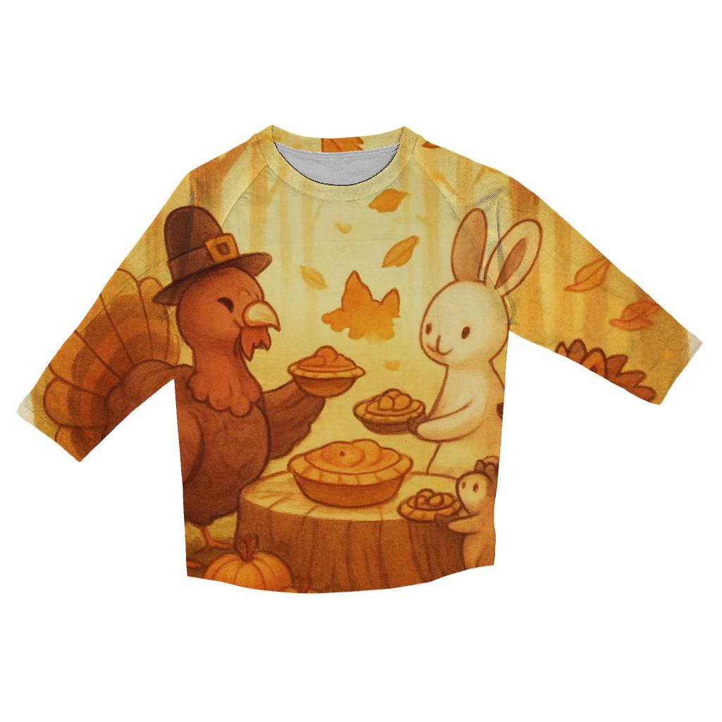Woodland Friends Giving Feast personalized 3/4 sleeve tees