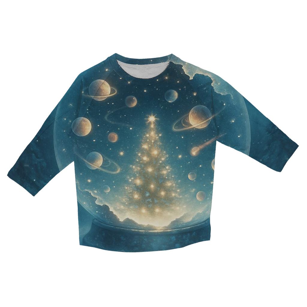 Cosmic Snow Globe Forest designer 3/4 sleeve blouses
