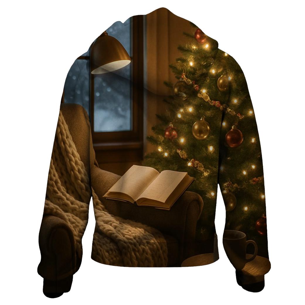 Cozy Reading Nook With Christmas Tree premium hoodies