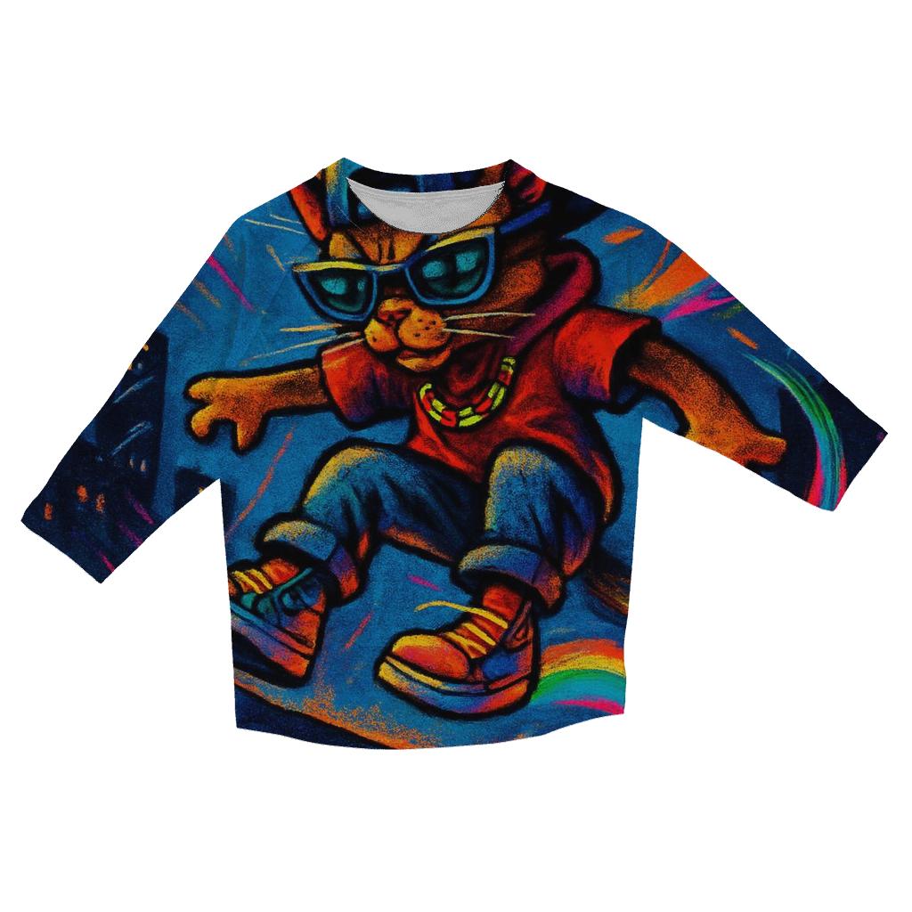 Starlight Skater Street Cat stylish quarter sleeve tops