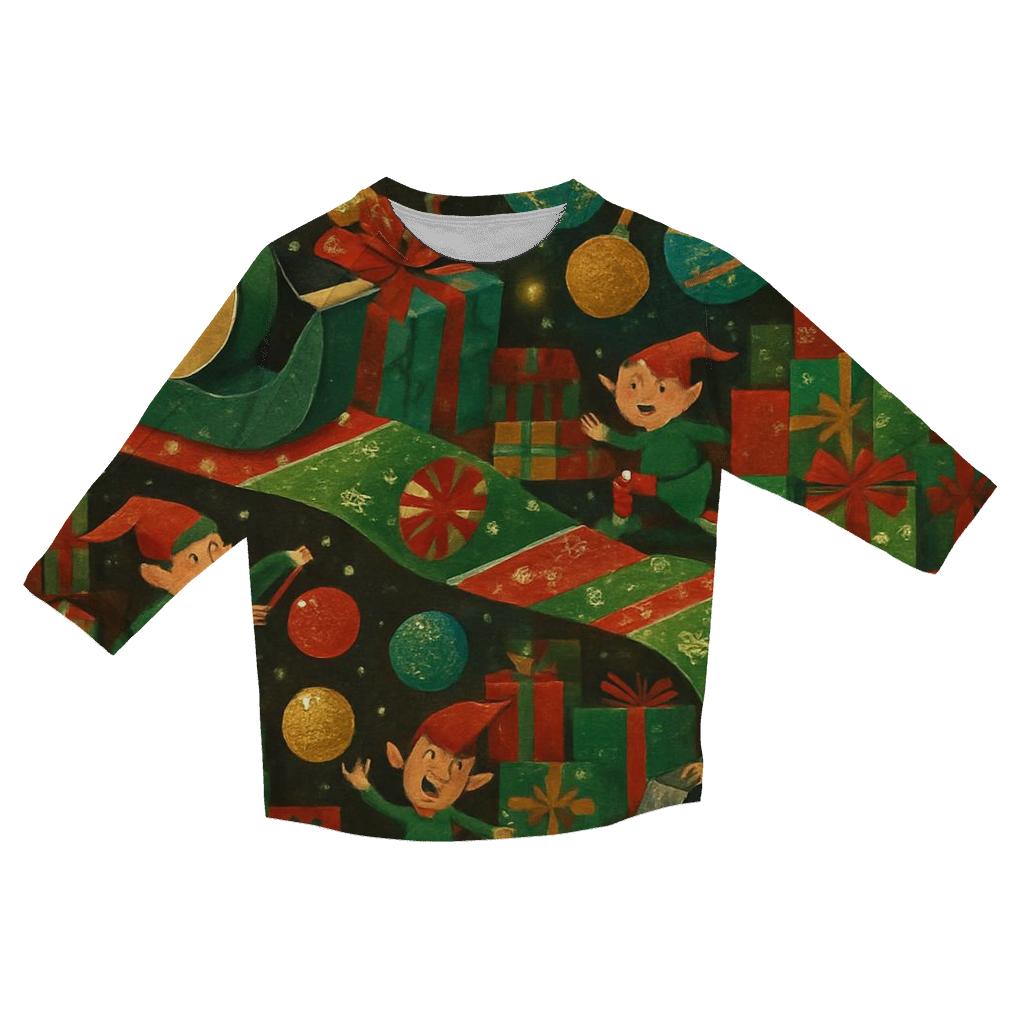 Elves Midnight Wrapping Factory trendy 3/4 sleeve tops