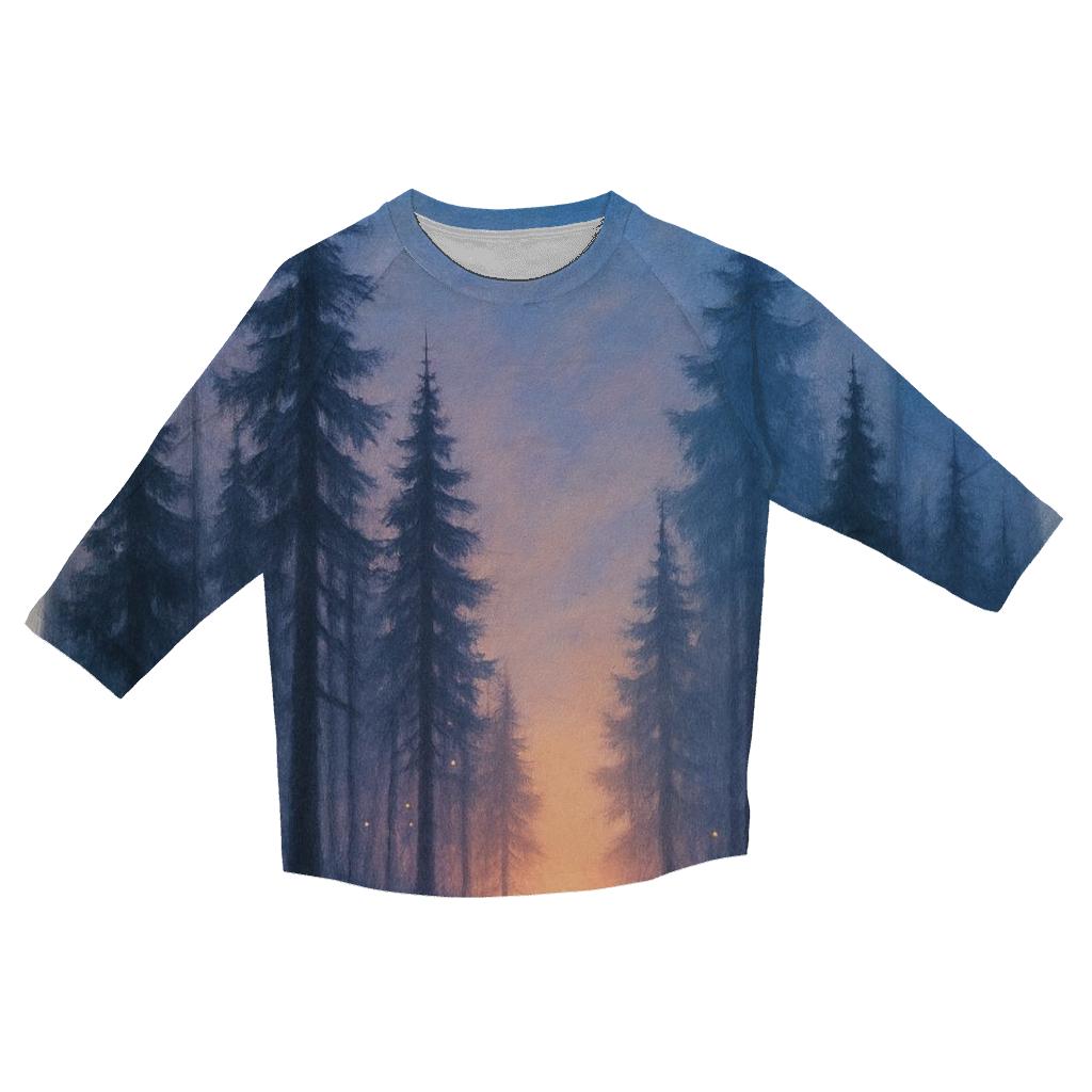 Forest Glow At Falling Sun casual three quarter sleeve shirts