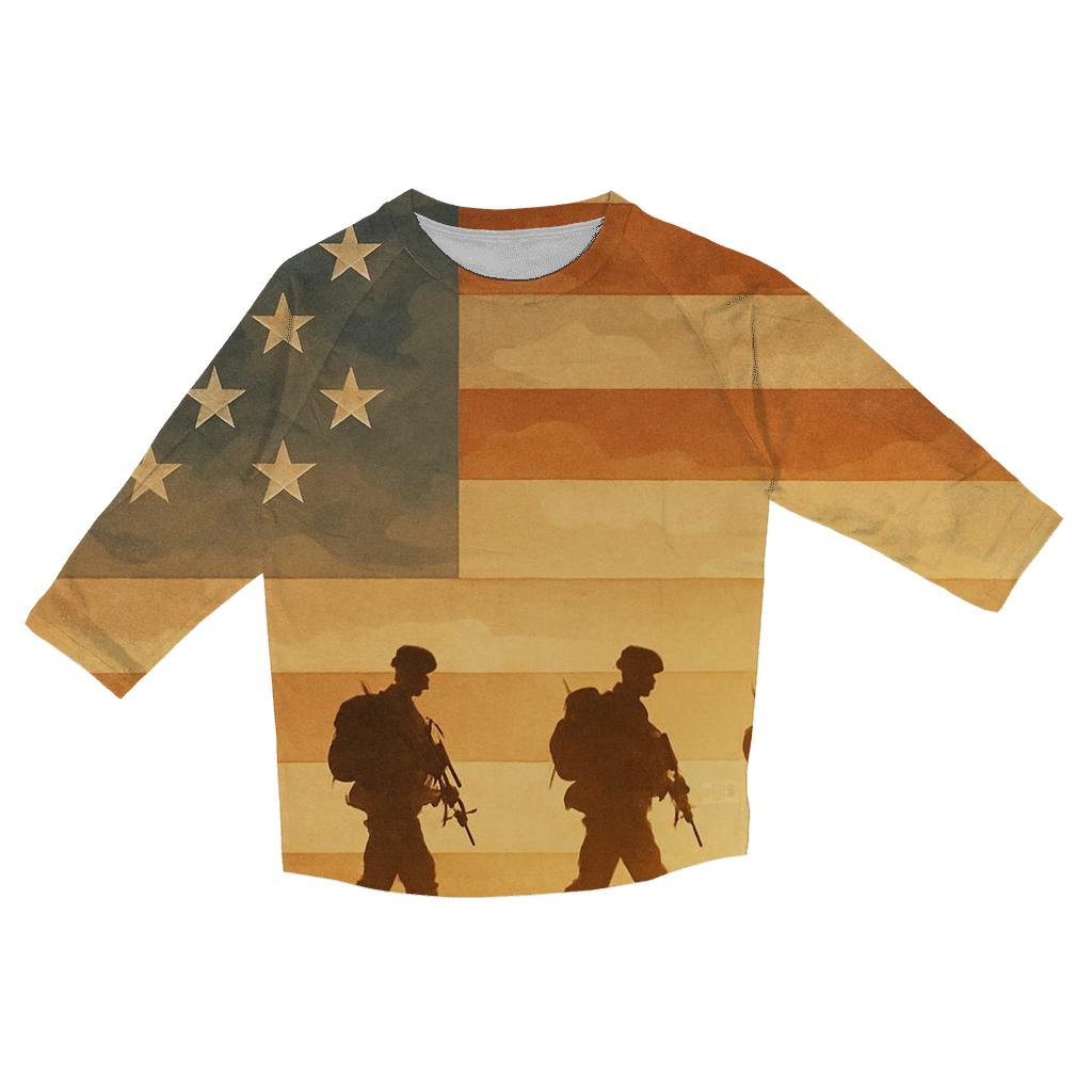 Desert Camo Stripes Patrol casual three quarter sleeve shirts