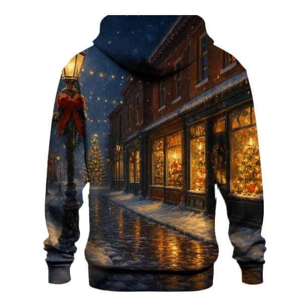 Midnight Snowfall On Main Street printed hoodies