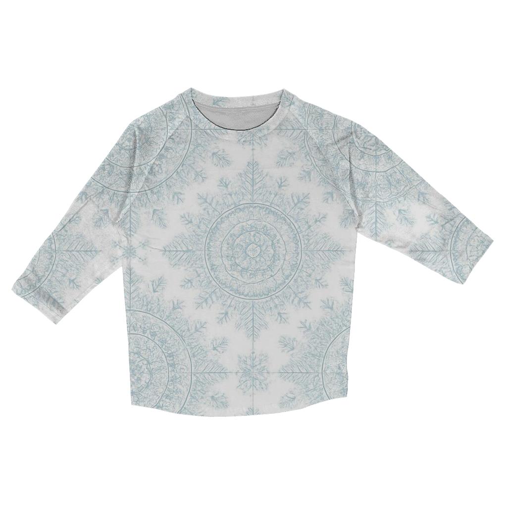 Snowflake Mandala Burst On Icy White custom 3/4 sleeve shirts