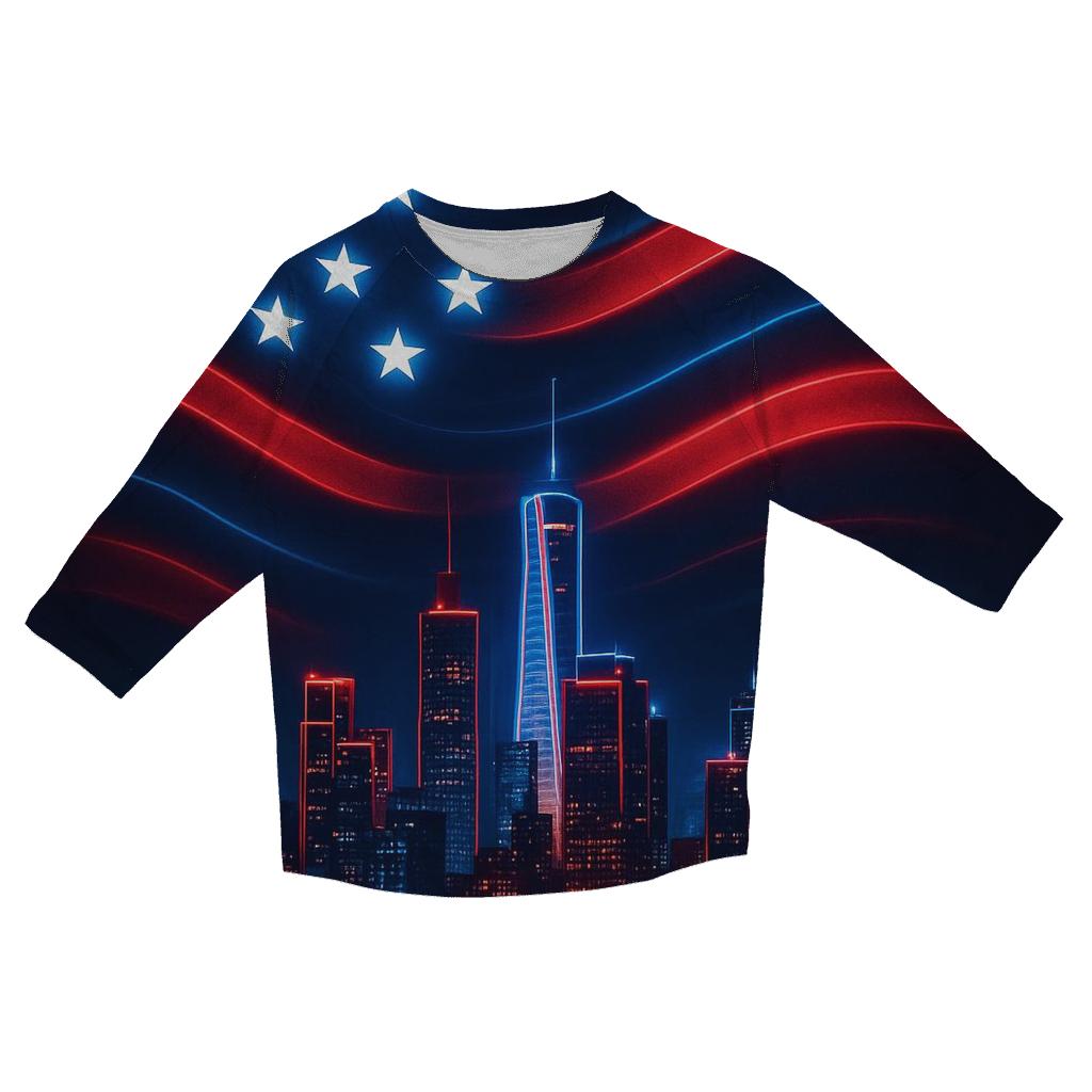 Neon Skyline Starwaves personalized 3/4 sleeve tees