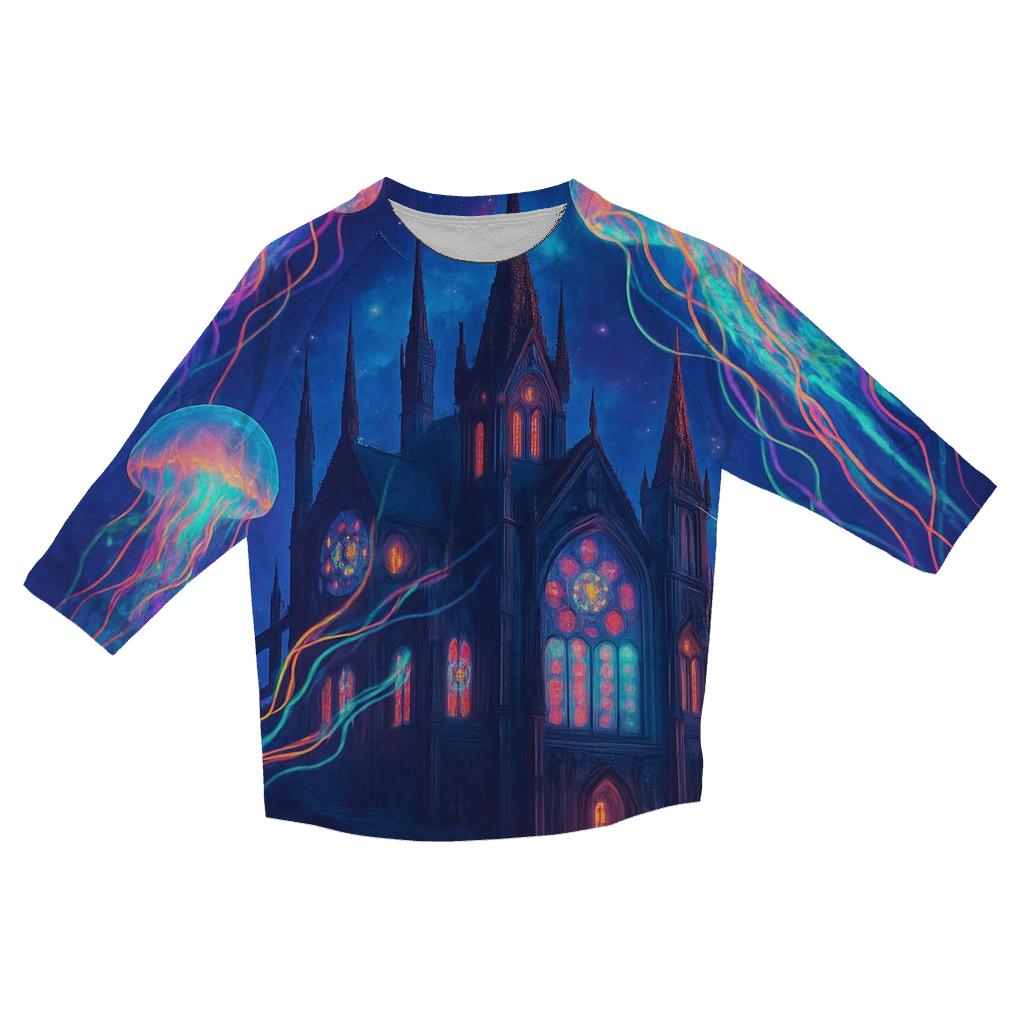 Orbiting Jellyfish Cathedral fashion 3/4 sleeve shirts