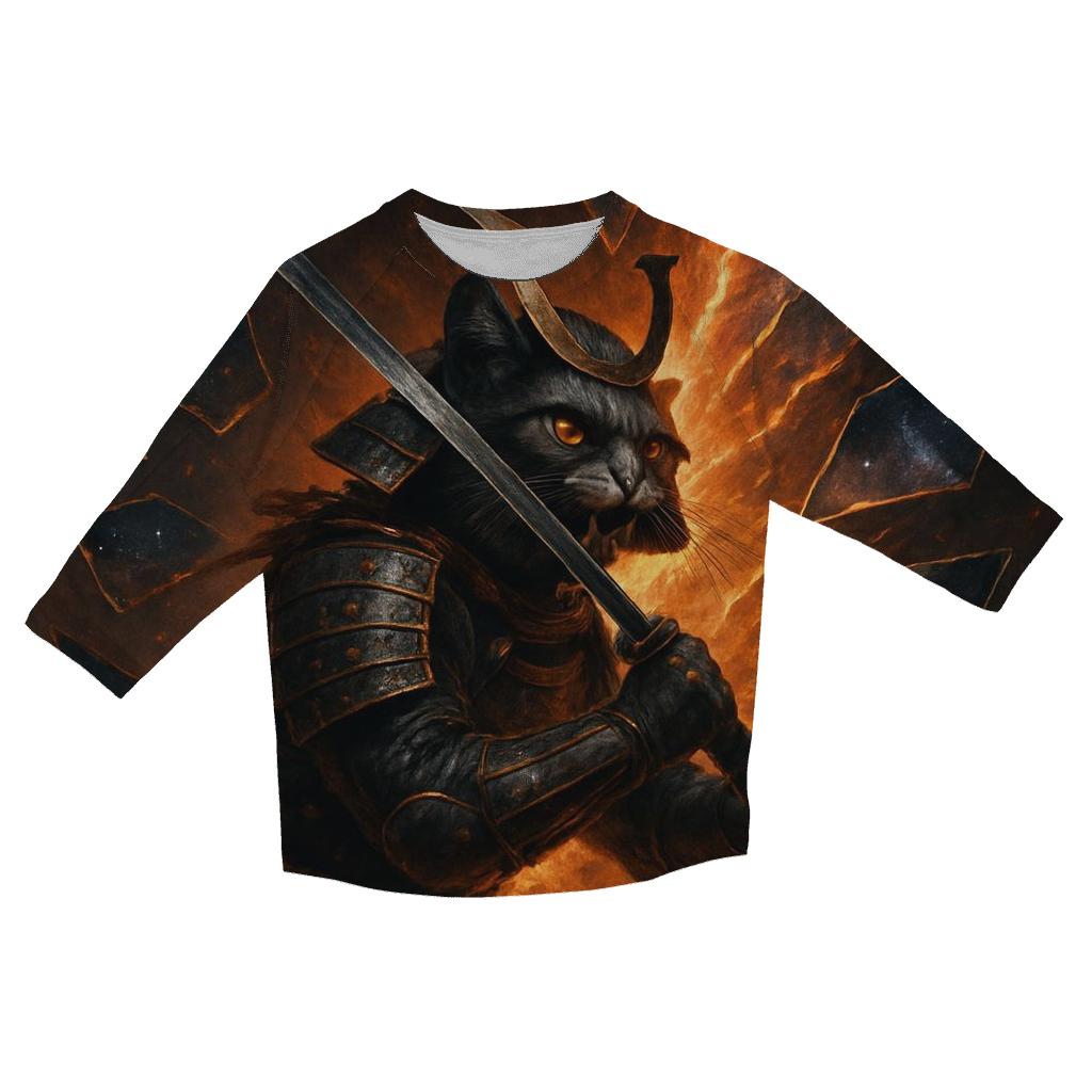 Chrono Rift Samurai Cat casual three quarter sleeve shirts