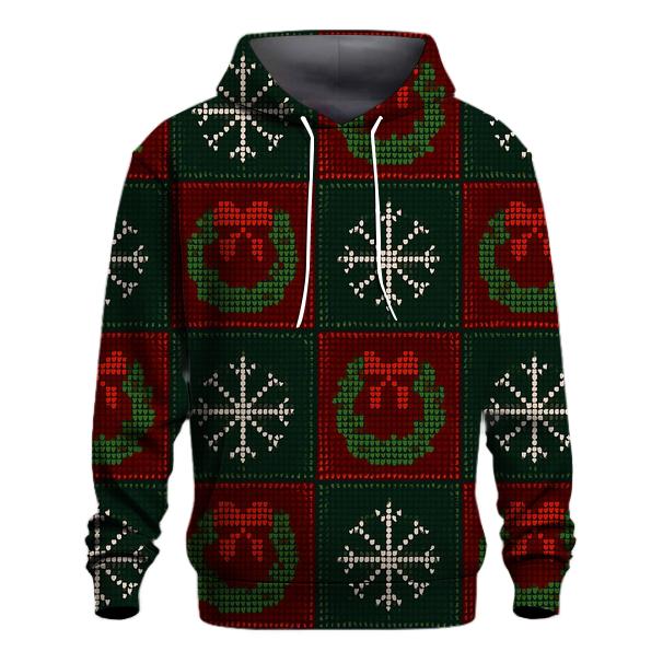 Holly Wreath Checkerboard Design printed hoodies