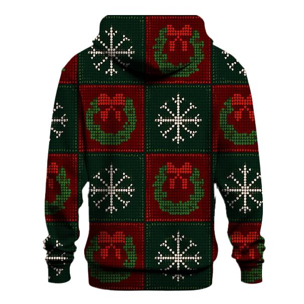 Holly Wreath Checkerboard Design printed hoodies