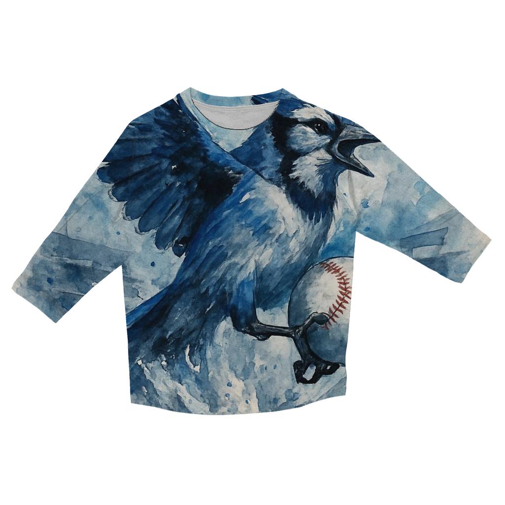 Rising Wings Over Winter Diamond Blue Jays casual three quarter sleeve shirts