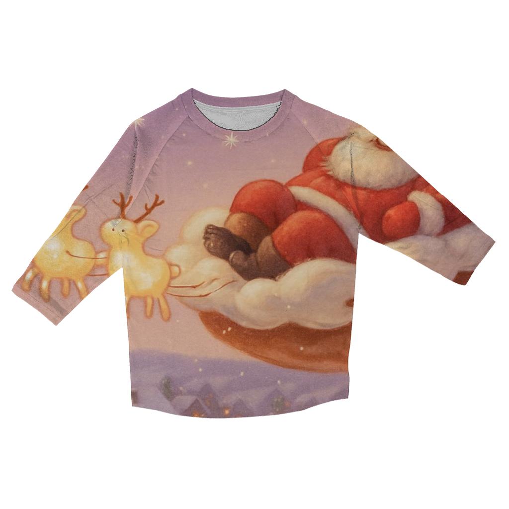 Santa Hot Cocoa Cloud Ride trendy 3/4 sleeve tops