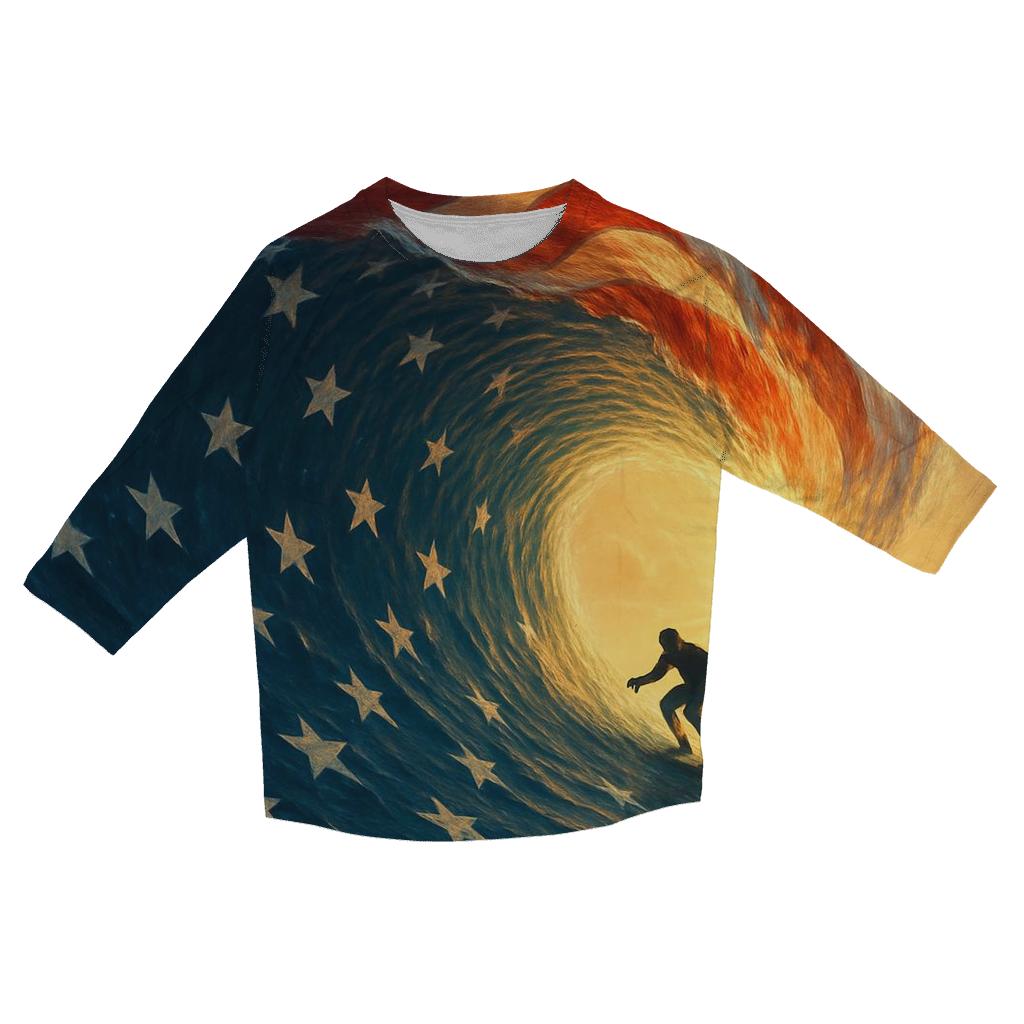 Ocean Waves Of Freedom fashion 3/4 sleeve shirts