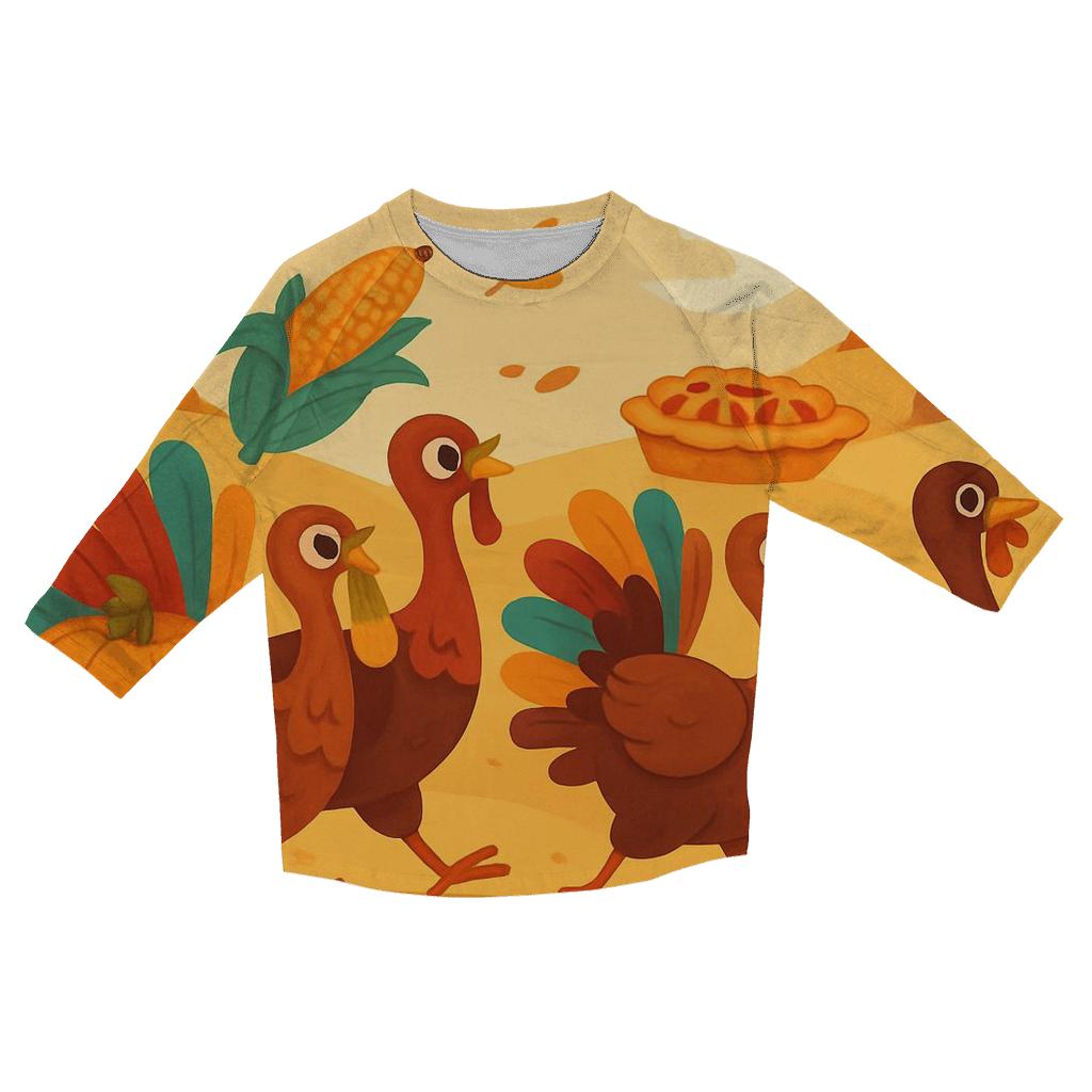 Autumn Parade Of Thankful Turkeys casual three quarter sleeve shirts