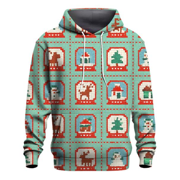 Snow Globe Window Grid Design graphic hoodies