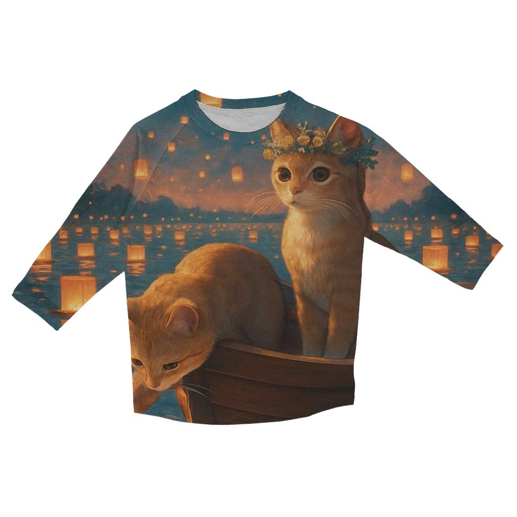 Lantern Festival River Cats trendy 3/4 sleeve tops